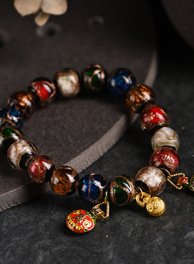 玄同雍古法香灰琉璃手串五色十全十美多宝同款文玩佛珠链男女款