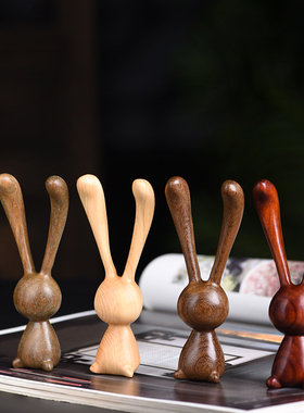 玄同绿檀紫檀木长耳兔按摩梳手把件按摩头部经络长发头皮家用按摩