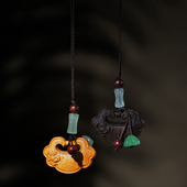 原木雕刻挂饰吊坠祥云如意平安锁文玩挂饰中国风木质手机链挂