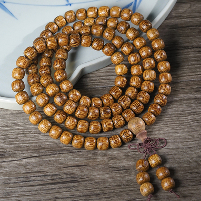 白奇楠沉香木老型珠108手链手串念珠文玩佛珠男女款盘玩木串