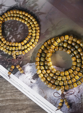 阿根廷绿檀老型珠手链108颗桶珠木串文玩佛珠手串念珠文玩饰品