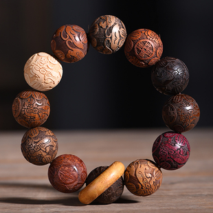 玄同多宝珠跑环款 貔貅雕刻珠手串佛珠手链沉香木文玩手链