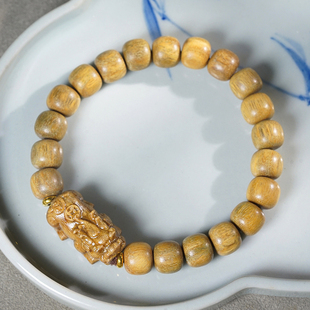 绿檀木手串貔貅手链男女款盘玩木质盘串檀香木头随身文玩配饰