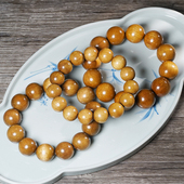 金丝楠木佛珠手串黄金底金丝顺纹木串文玩男女款 手链把玩手饰