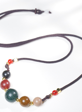 五行合香珠锁骨链天然香材五方药香珠文玩饰品吊坠挂件女文创