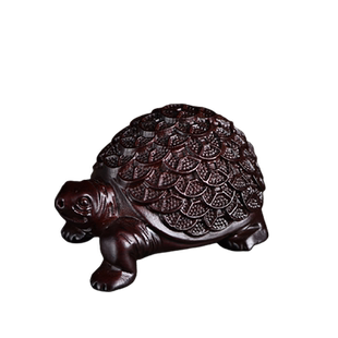黑檀木金钱龟文玩把件木雕挂件随身富甲天下把玩件书柜小摆件