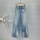 女拖地长裤 2026年春季 新款 潮流钉珠烫钻牛仔裤 高腰宽松百搭阔腿裤