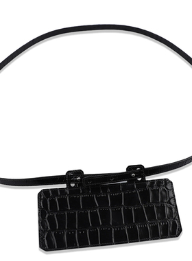 鳄鱼纹皮黑色康康constance Kelly长款钱包斜挎加肩带