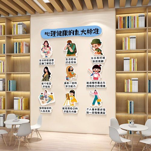 心理咨询室文化墙布置健康辅导班级教室心灵驿站情绪管理装饰墙贴