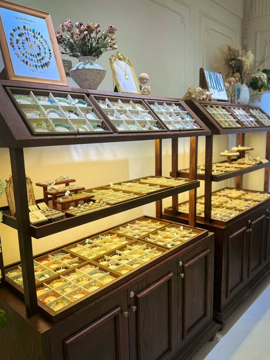 中古玻璃展示柜珠宝首饰陈列柜女装店手串手链组合货架中岛展示架