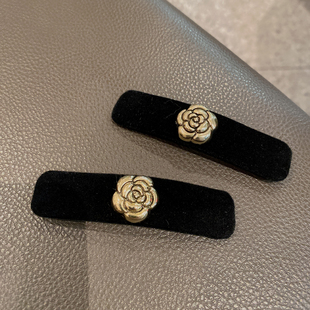 复古金属小花丝绒发夹ins网红少女边夹韩国百搭头夹刘海夹鬓角夹