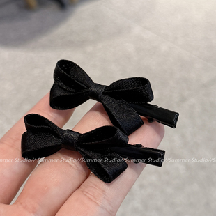 2只装缎带蝴蝶结公主头刘海夹 发夹女高级感 侧边夹鸭嘴夹发饰