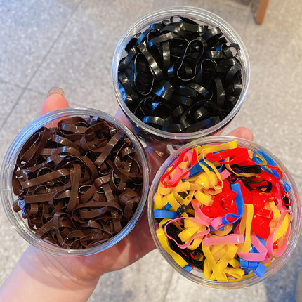 橡皮筋女扎头发加粗加厚发圈一次性高弹力耐用黑色胶圈小头绳大人