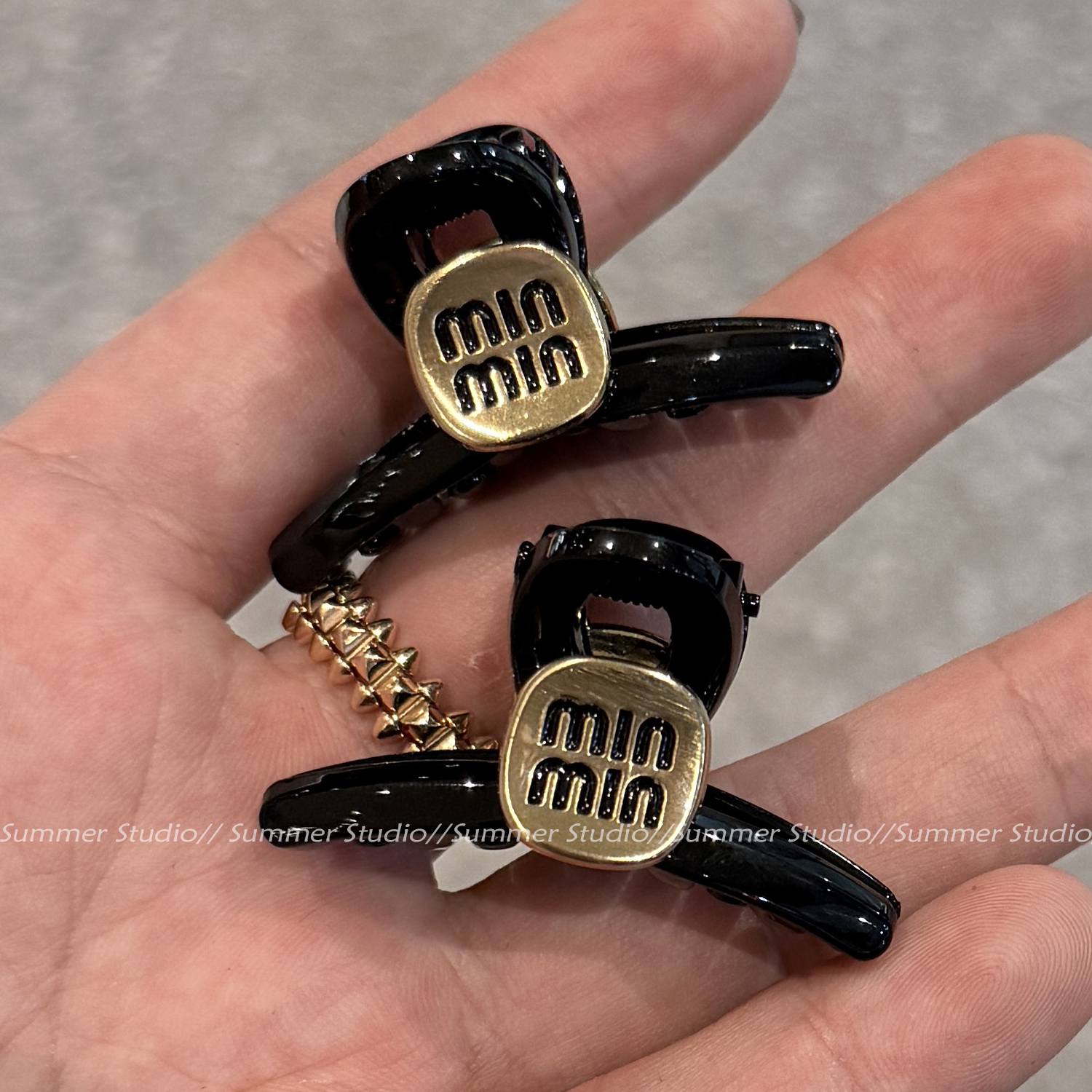 复古字母金属拉丝前额刘海夹