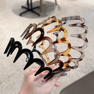 带齿碎发波浪发箍女高颅顶外出百搭洗脸专用网红发卡头箍插梳发卡