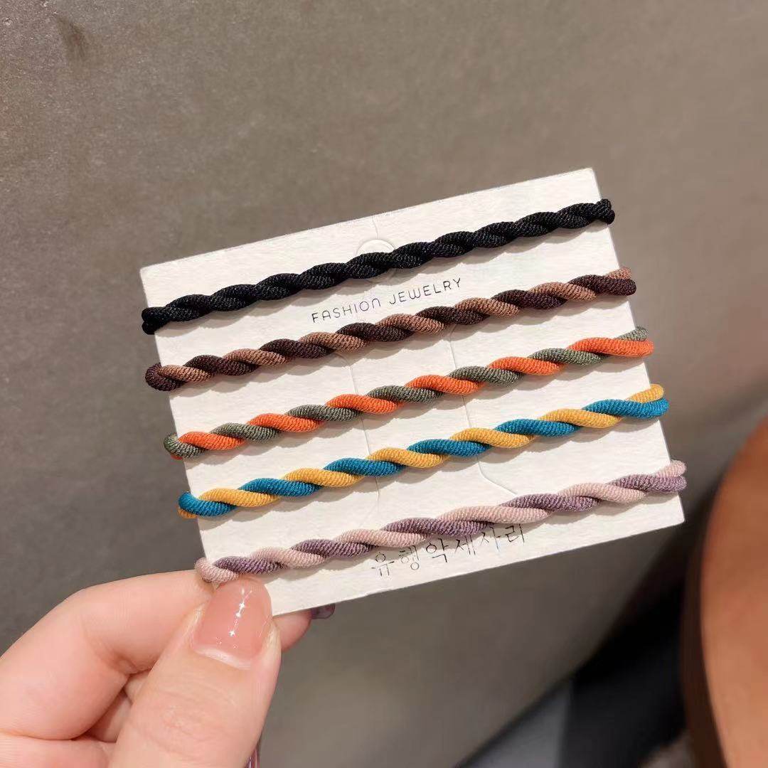 自留~5条装双股高弹力橡皮筋头绳日韩ins撞色麻花皮套扎头发圈饰,饰品/流行首饰/时尚饰品新,发饰,淘宝优惠券,粉丝福利购,淘宝优惠卷