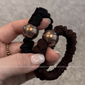 高货 巧克力棕小圆球大肠弹力发圈简约皮筋少女发绳气质丸子头绳