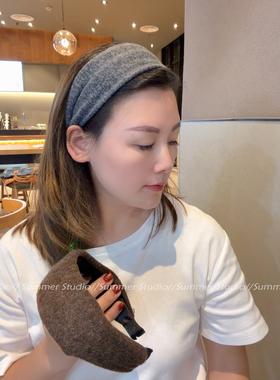 纯色羊毛宽边发箍 毛线发捆发卡 很舒服的发带 针织复古头箍发饰