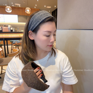 纯色羊毛宽边发箍 毛线发捆发卡 很舒服的发带 针织复古头箍发饰