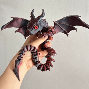3D打印双角大飞龙带翅膀多关节灵活可动镭射渐变爆款模型儿童玩具