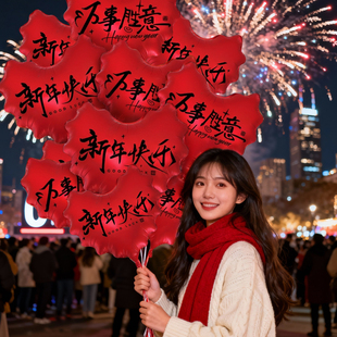 新年快乐跨年放飞铝膜爱心气球2026马年元旦教室拍照道具氛围布置