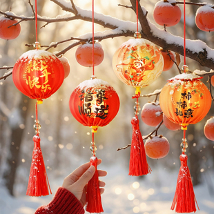 2026新款福字小灯笼树上挂件新年家用庭院绿植树上发光挂饰装饰品