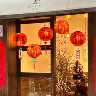 新年装饰场景布置纸灯笼过年挂饰2026新款马年元旦氛围幼儿园商场