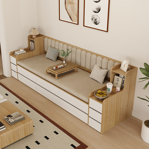 小户型实木沙发床储物收纳定制床