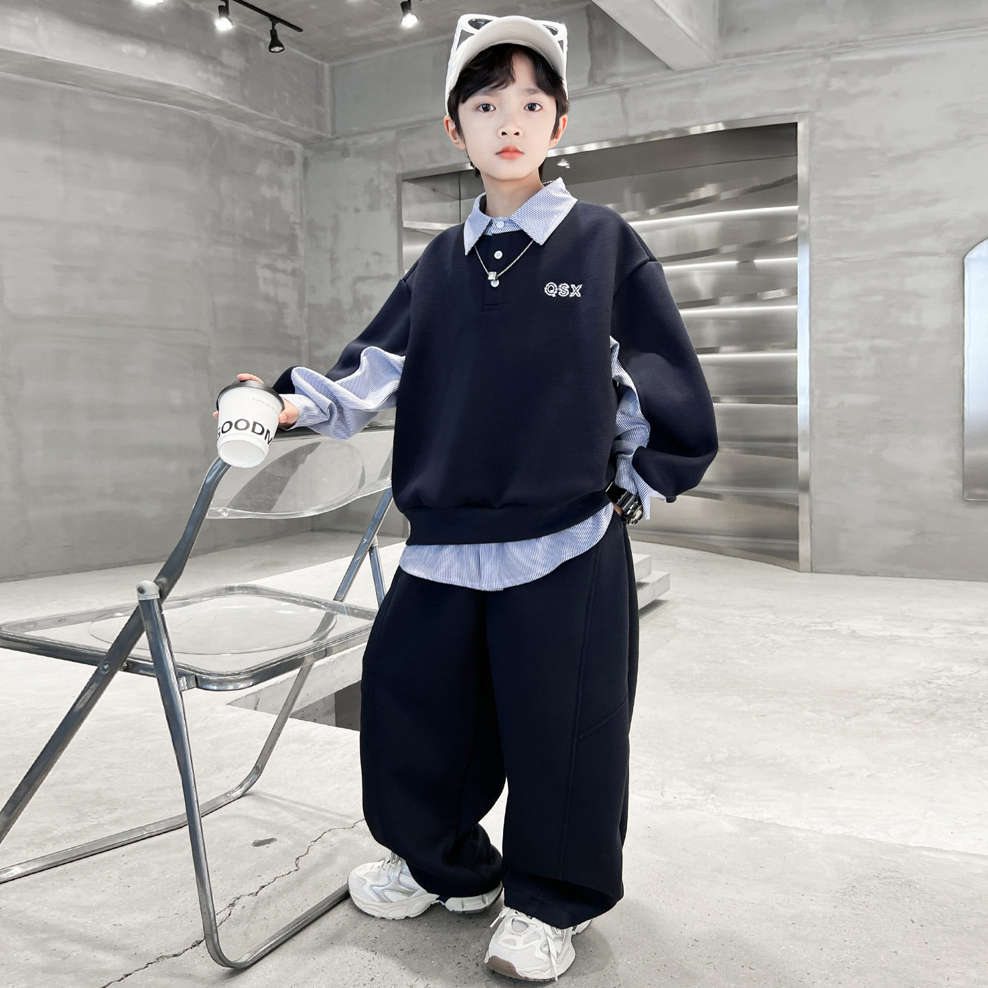 2026新款男童秋装套装秋季时髦中大儿童男孩POLO衫运动服春秋款潮