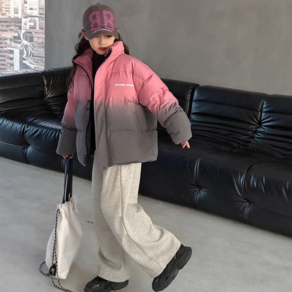 2026新款女童棉服外套中大童冬装加厚保暖儿童渐变棉衣短款棉袄