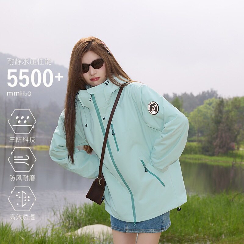2026新款冬季冲锋衣女三合一户外防风防水加绒保暖登山服外套男