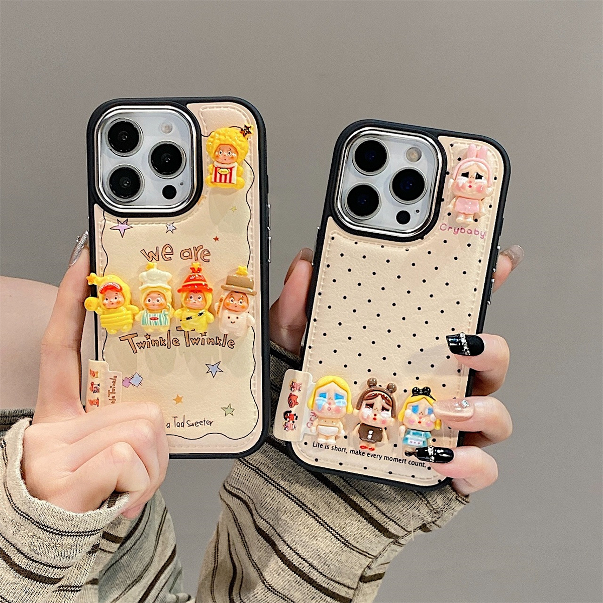 加尔 日韩可爱立体星星人哭泣女孩适用苹果17ProMax手机壳iphone15新款16pro女款13创意14pro防摔皮纹保护套
