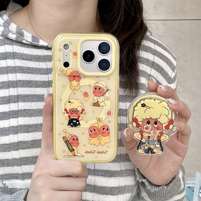 加尔 搞怪可爱立体爆炸头辫子星星人磁吸壳适用苹果17ProMax手机壳iphone15新款16pro女款14pro防摔13保护套