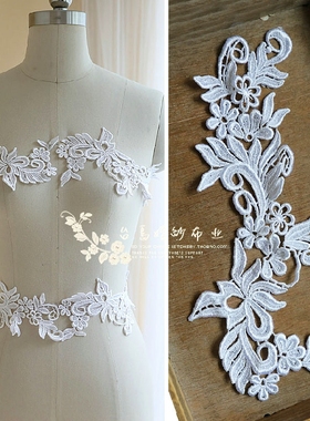 台岛DIY手工蕾丝朵花水溶贴花H8漂白色花布贴刺绣花衣服补丁辅料