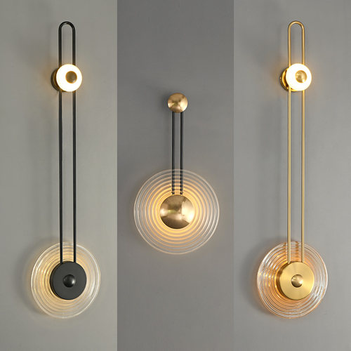 轻奢会所走廊过道长款黑色壁灯