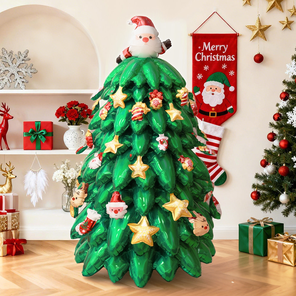 圣诞节立体站立气球装饰品圣诞老人圣诞树幼儿园拍摄道具商场摆件