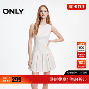 绫致ONLY2026春季新款修身无袖圆领暗纹牛仔短裙连衣裙女