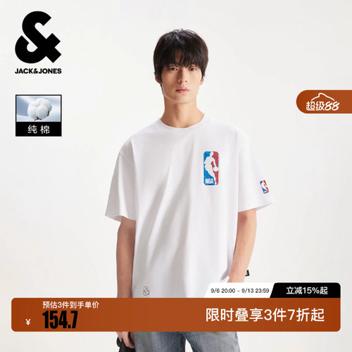 绫致【NBA联名款】杰克琼斯男装春季T恤上衣百搭印贴布设计宽松
