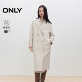 ONLY2025秋季 12546U002 毛呢大衣女 新款 含绵羊毛双面呢外套中长款