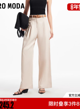 Vero Moda休闲裤2025冬新款含棉莱赛尔卡扣腰头直筒裤3252PL025