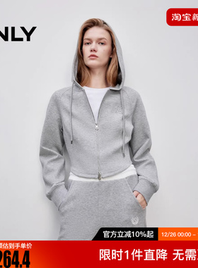ONLY2025冬新款舒适显瘦修身连帽插肩短款长袖卫衣女|12549R015