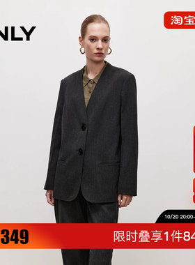 绫致ONLY2026春季新款通勤风简约V领长袖正肩西服外套女