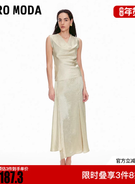 Vero Moda短外套2025冬新款无袖光泽感面料荡领上衣32526Y002