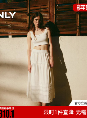 ONLY2025冬新款简约百搭纯色方领显瘦吊带针织背心女|12533H011