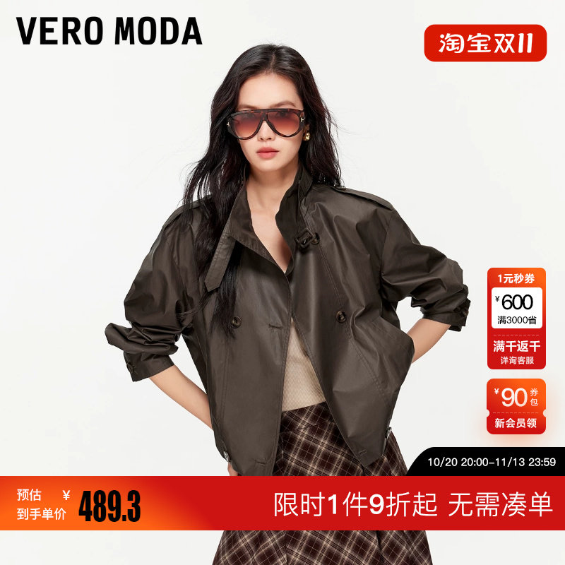 绫致Vero Moda夹克女2026秋双排扣短外套领袢肩章时尚潮流