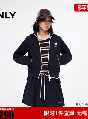 ONLY2025冬新款活力撞色字母装饰设计插肩长袖卫衣女|12539R004