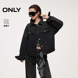 ONLY2025冬季新款落肩宽松翻盖双口袋牛仔棉服外套女|125422012