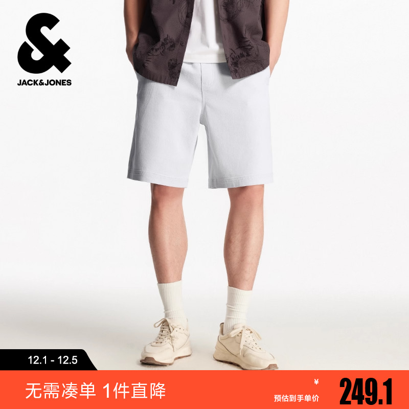 杰克琼斯男装冬新款松紧抽绳日常休闲百搭舒适简约宽松直筒短裤