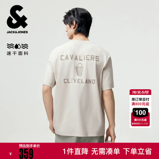 【速干】杰克琼斯NBA联名款骑士队男装T恤短袖时尚印花略宽松