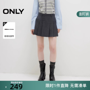 ONLY2025冬新款 125316014 学院风显瘦A字短裙百褶裙半身裙女